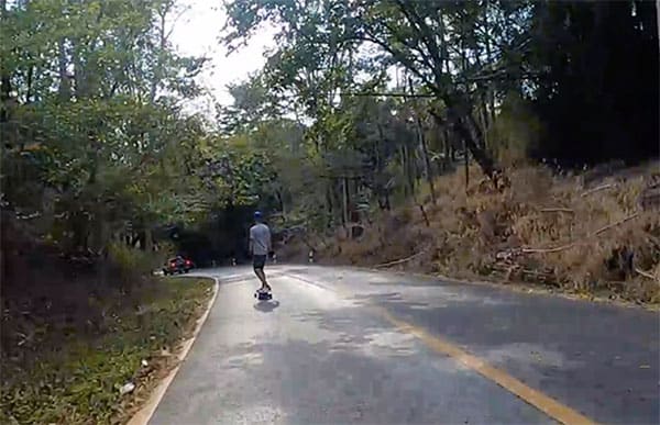 skating down a steep hill on the vokboard pilot ER